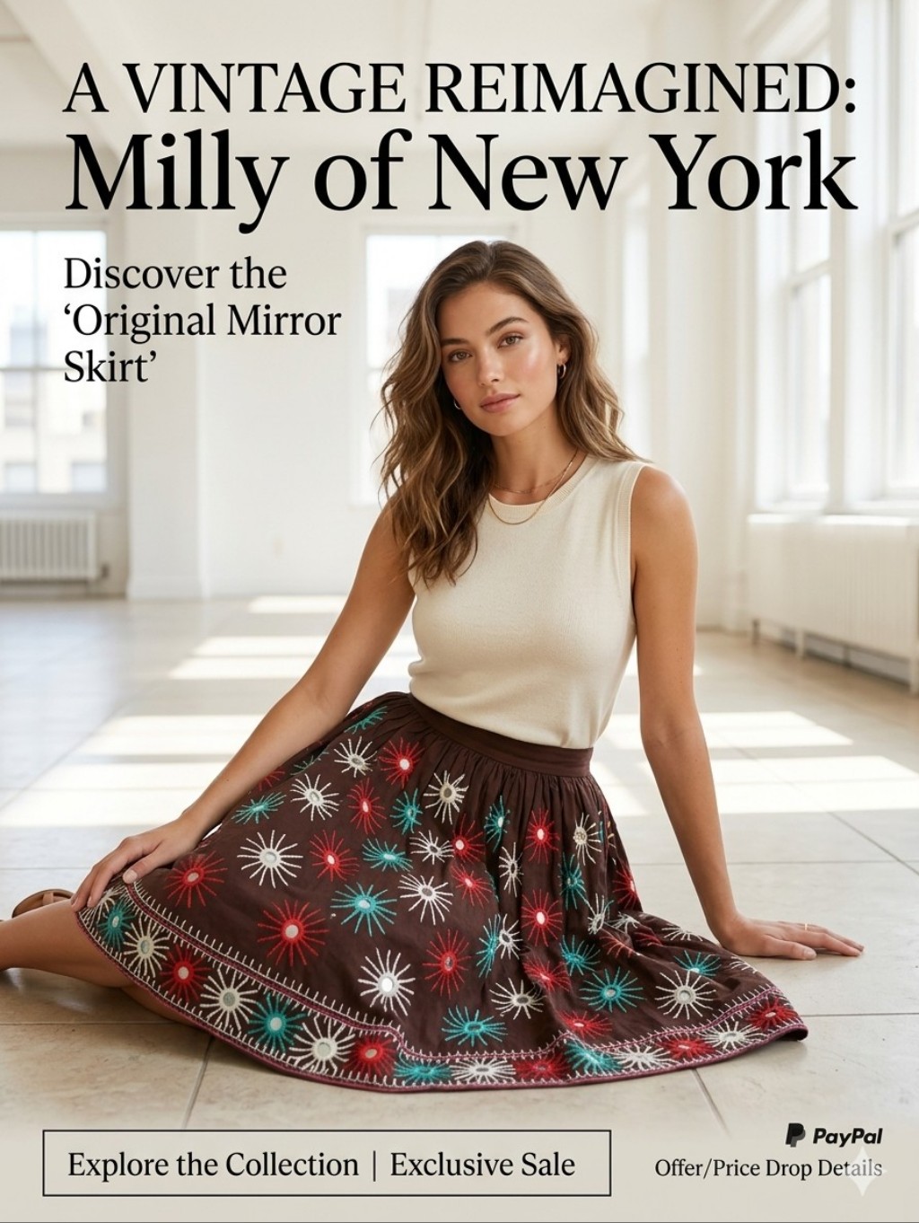 Vintage Original Milly Of New York Mirror Skirt"